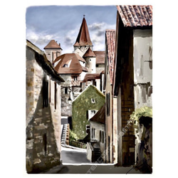 ポストカード ヨーロッパ風景画（組み合わせ自由4枚セット1.000円）No.206  ドルドーニュの中世の村 1枚目の画像
