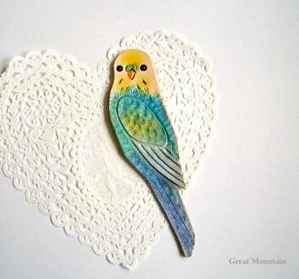 セキセイインコ セキセイ オパーリン レインボー 革 しおり インコ