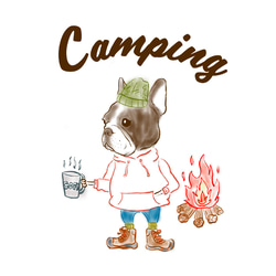キャンプフレブル　ホワイトパーカー 親子コーデ　フレンチブルドッグ　キャンプ 5枚目の画像