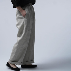 【プレミアム】Linen pants リネン100% バギーパンツ / フラックス b011f-flx1 3枚目の画像