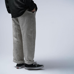 【プレミアム】Linen pants リネン100% バギーパンツ / フラックス b011f-flx1 6枚目の画像