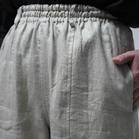 【プレミアム】Linen pants リネン100% バギーパンツ / フラックス b011f-flx1 10枚目の画像