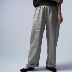 【プレミアム】Linen pants リネン100% バギーパンツ / フラックス b011f-flx1 1枚目の画像