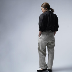 【プレミアム】Linen pants リネン100% バギーパンツ / フラックス b011f-flx1 4枚目の画像