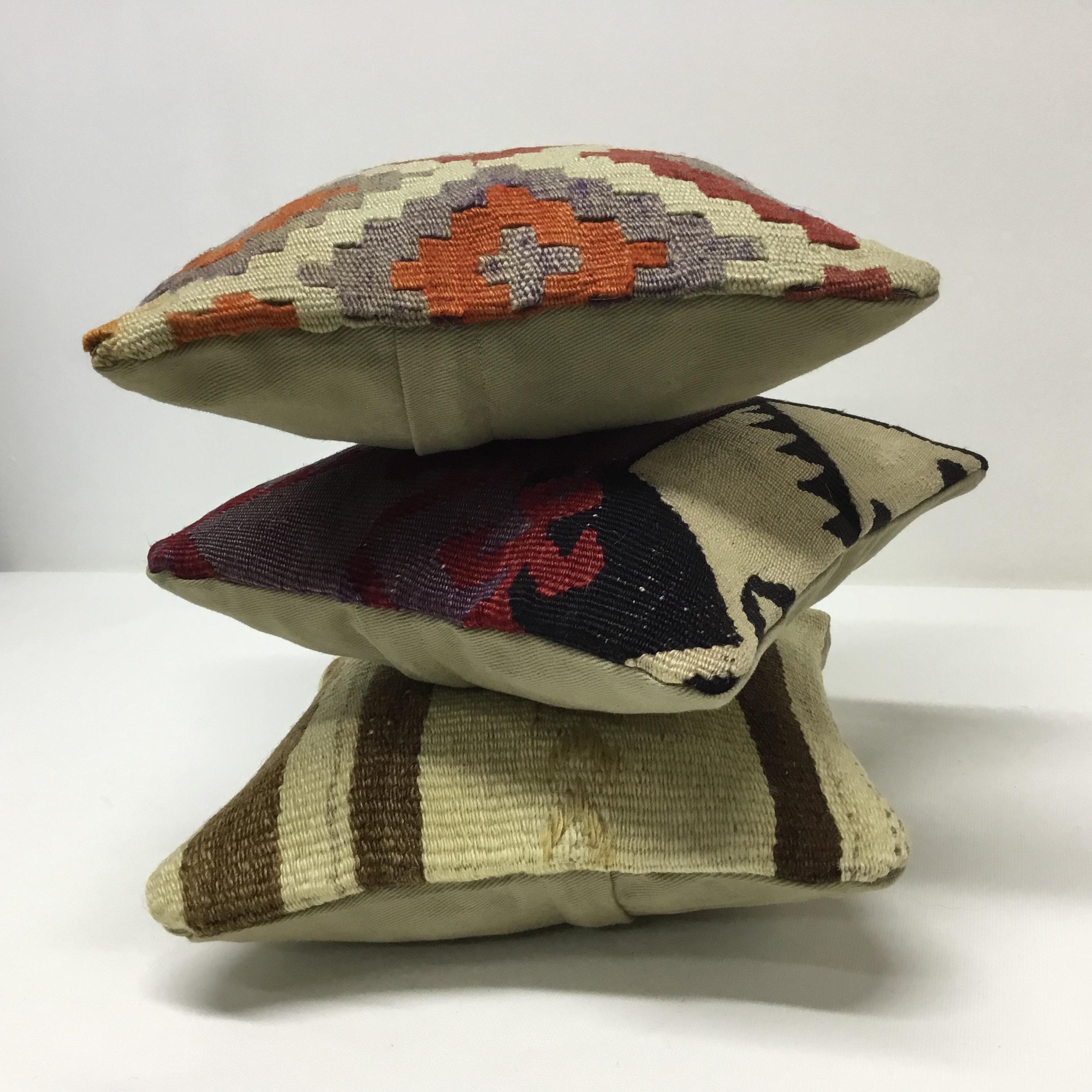 3枚セット 25cm キリム ミニクッションカバー