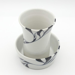 砥部焼 おしゃれ 【Sake Cup セット】 日本酒用コップ こぼし酒 和将窯 Washo-124 4枚目の画像