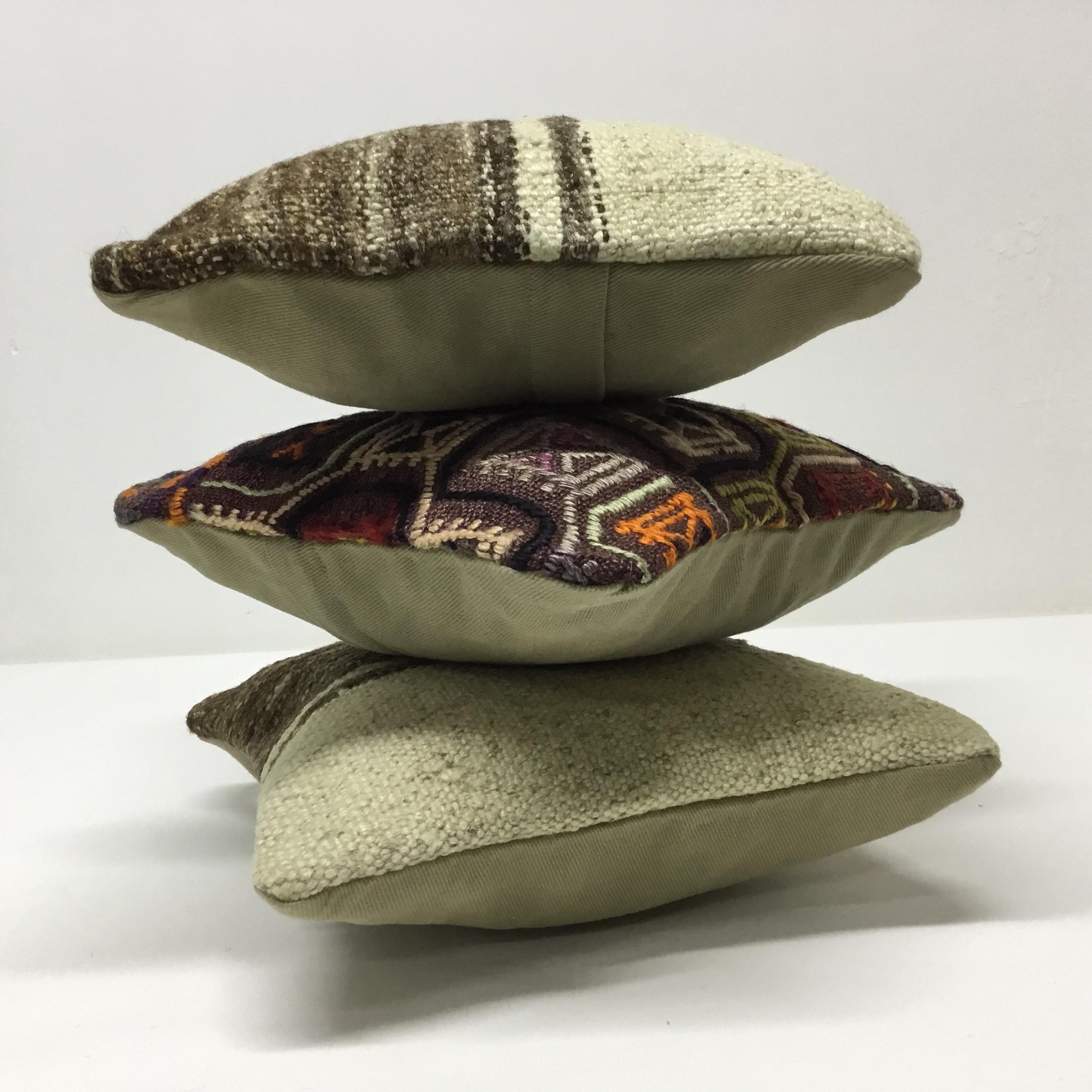 3枚セット 25cm キリム ミニクッションカバー