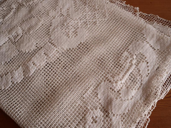 フランスの手仕事/華やかな手編みフィレレース  (ヴィンテージ アンティーク  パネル カーテン シャビーシック) 11枚目の画像