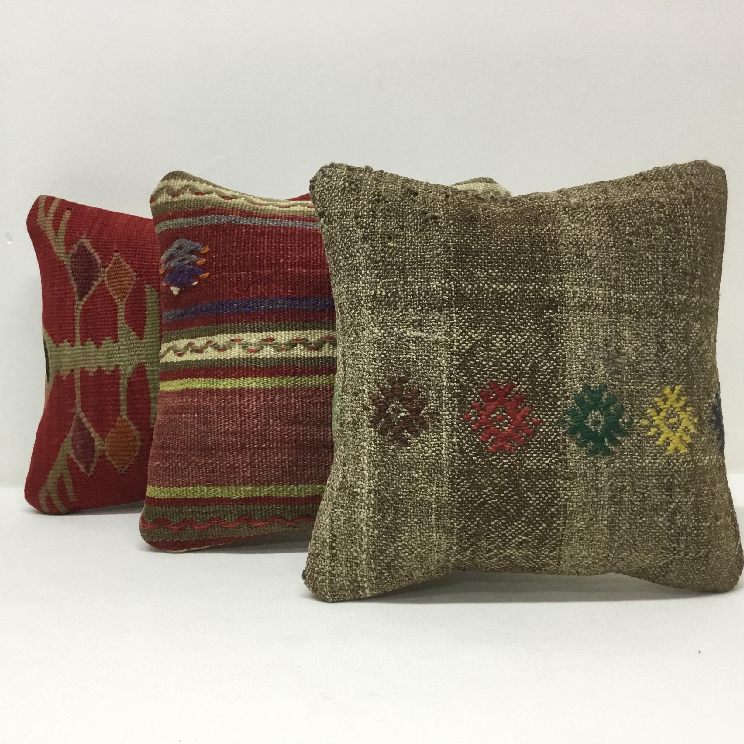 3枚セット 25cm キリム ミニクッションカバー