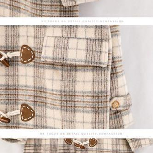 希少　チェック柄　ダッフルコート pre-order）ブルーチェックダッフルコート【K282】