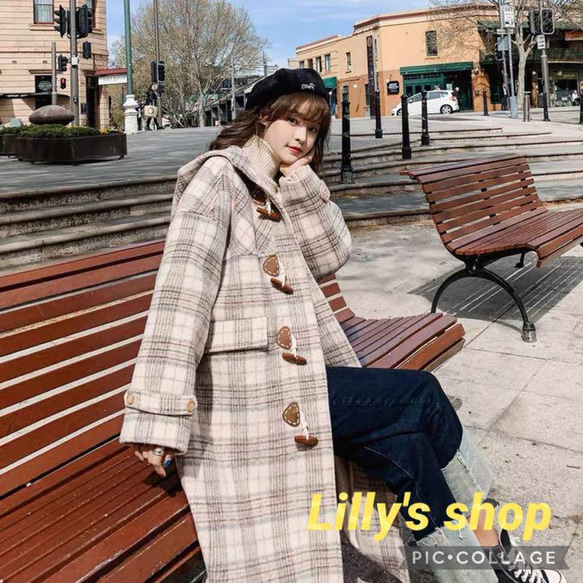 希少　チェック柄　ダッフルコート チェック柄 ダッフルコート