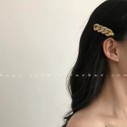 韓国ファッション　マーブルカラーのチェーンモチーフヘアピン　アクセサリー　-7065 11枚目の画像