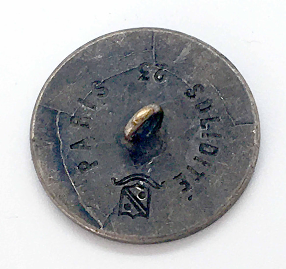 フランスアンティーク1900年代初期・シルバー星模様メタルボタンへアゴム（AFB-158） 5枚目の画像