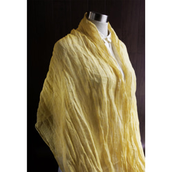 Deco 原創高品質亞麻單紗披肩黃色 x 亞麻色 第4張的照片