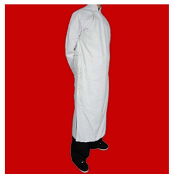 オーダーメード伝統的中国礼服 コットン生地 手作りチャイナカラー付き 白 プレミアムコート#124 1枚目の画像