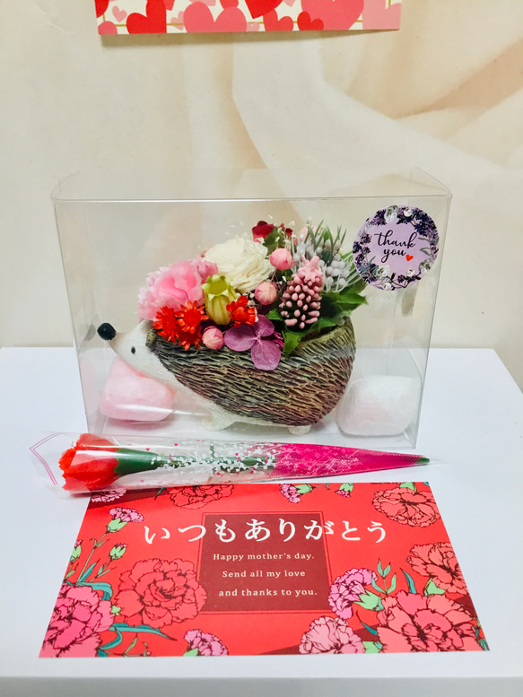 母の日限定カーネーションハリネズミちゃん受注制作✨ 3枚目の画像