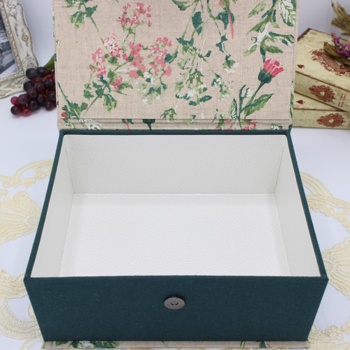 カルトナージュ♪ マグネット蓋つきマルチ収納ボックス （アザミと野花