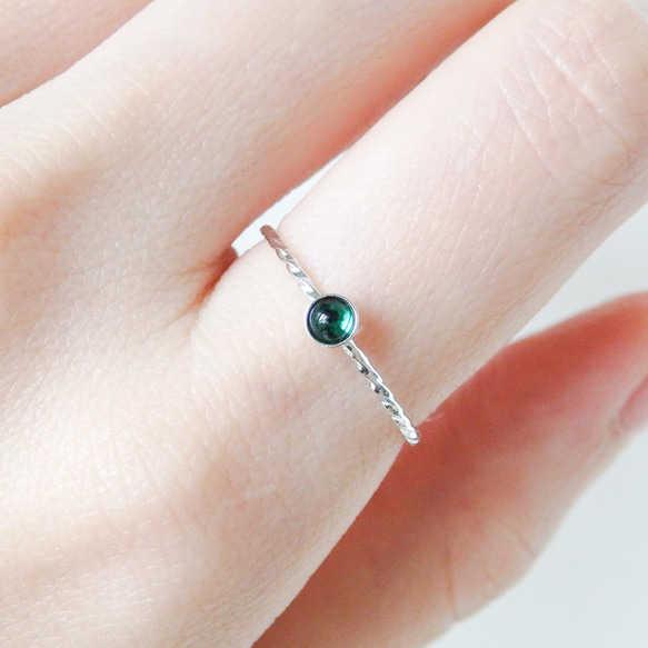 カボションカットガラスリング・エメラルドグリーン 7枚目の画像