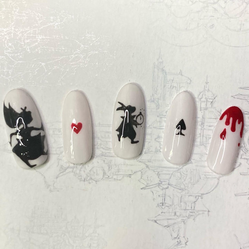 オーダーメイド ネイルチップ ネイルチップ アリスインワンダーランド ネイルチップ（つけ爪） ね