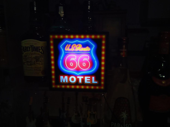 アメリカン ルート66 モーテル ホテル デスクトップ サイン ミニチュア 看板 置物 雑貨 LEDライトBOX 6枚目の画像