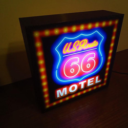 アメリカン ルート66 モーテル ホテル デスクトップ サイン ミニチュア 看板 置物 雑貨 LEDライトBOX 2枚目の画像