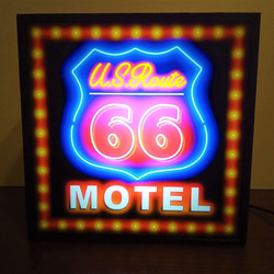 アメリカン ルート66 モーテル ホテル デスクトップ サイン ミニチュア 看板 置物 雑貨 LEDライトBOX 1枚目の画像