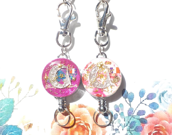 “Creema Limited” Crescent Moon &amp; Eiffel Tower Resin Reel Key 第1張的照片