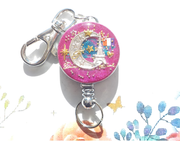 “Creema Limited” Crescent Moon &amp; Eiffel Tower Resin Reel Key 第3張的照片