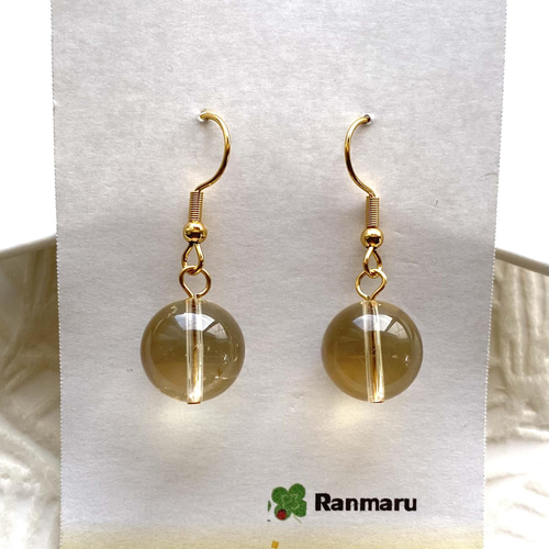 シトリン/黄水晶/天然石/ピアス/イヤリング/11月誕生石/アレルギー対応 