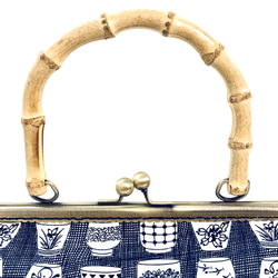 ナナ手縫いのがまぐち：茶碗ガマグチ手持ち竹口金鞄 5枚目の画像