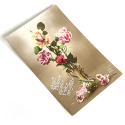 アンティークポストカード3種セット 花（薔薇 バラ）｜フランス 6枚目の画像