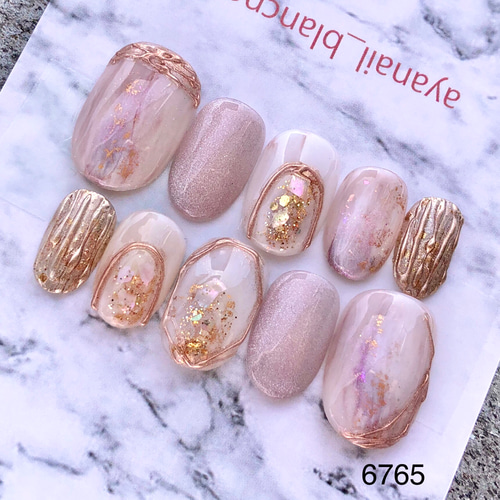 現品Lサイズ】秋色ニュアンスフラワーネイルチップ づらい 