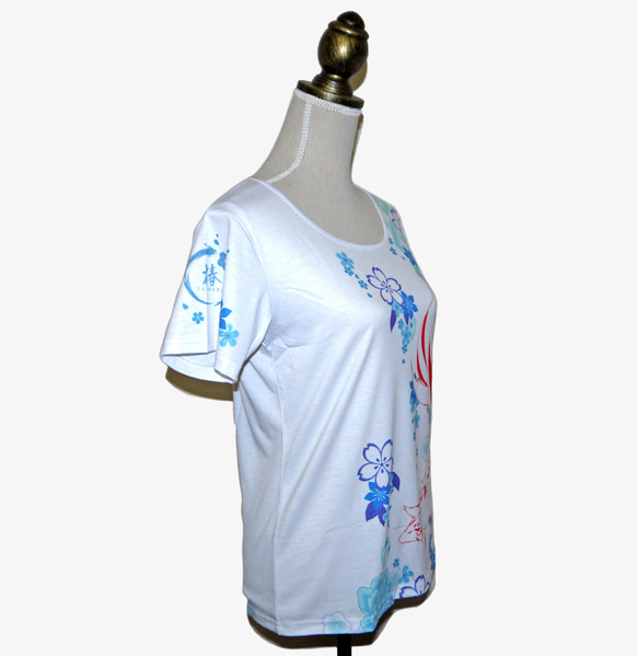 和柄Tシャツ 椿Collection  着物柄 半袖 6枚目の画像