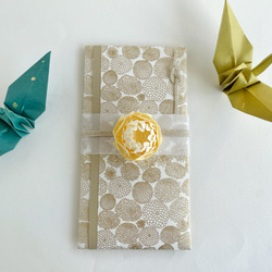 ご祝儀袋と一筆箋サイズのカードのセット 中袋 短冊付 / お花柄和紙:ゴールド・立体花色:絹 9枚目の画像