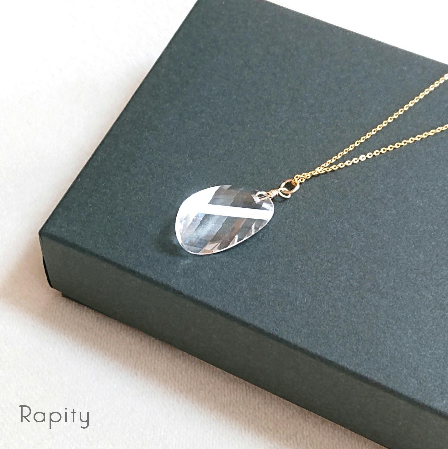 14kgf☆大粒 宝石質  天然石クリスタルクォーツ ネックレス