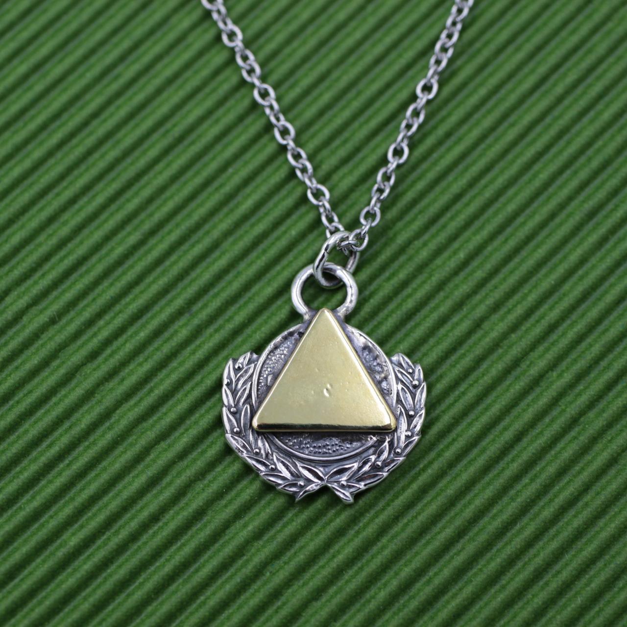 Force｜ヴィンテージ｜シルバー｜真鍮｜ペンダント｜ネックレスチェーン付｜リメイクジュエリー｜ユニーク｜月桂樹｜草木