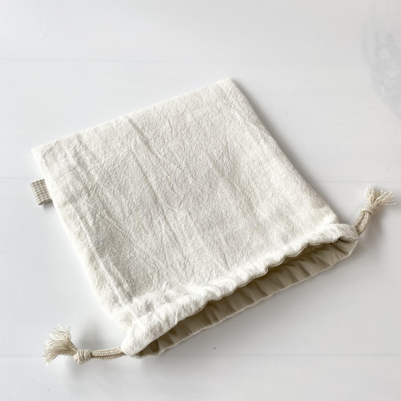【即納】ハーフリネンの巾着　　W20×H21 3枚目の画像