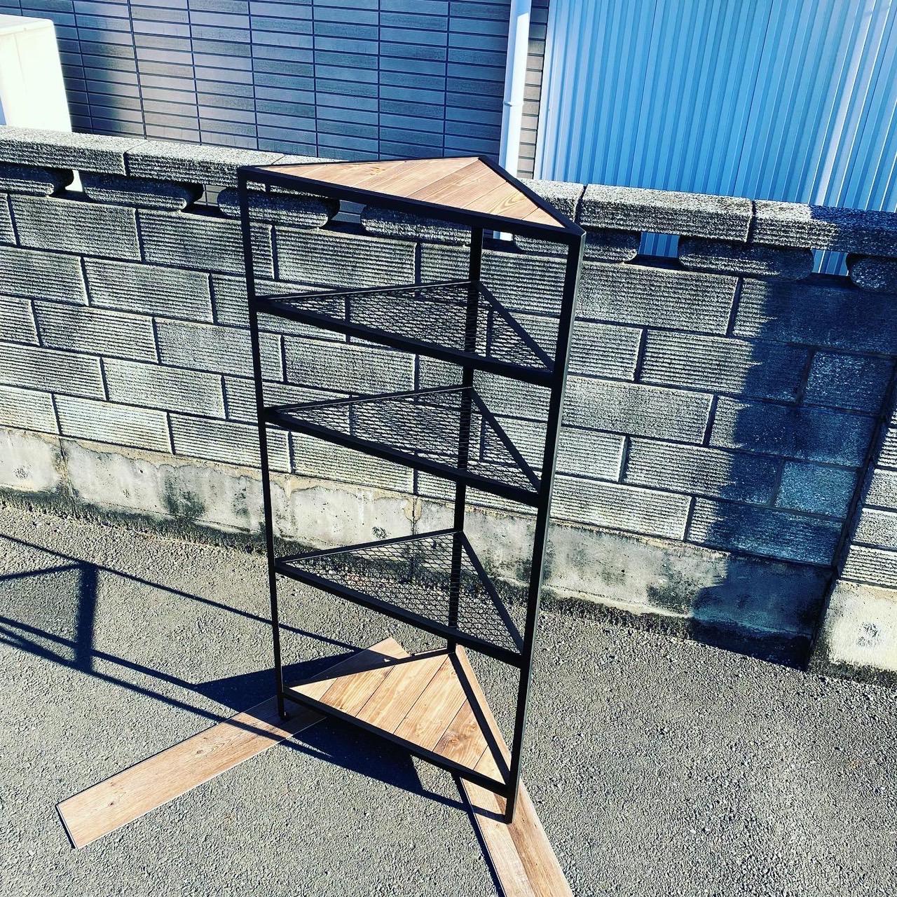 コーナーシェルフ 5段 三角形 棚 植物棚 アイアン トライアングル インテリア ハンドメイド 家具 ガーデニング