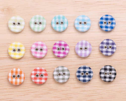 10mmの2つ穴くるみボタン・ギンガムチェック(S) (8ケセット・全15色