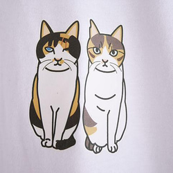 猫と暮す長袖Tシャツ/白/三毛猫XSサイズ 3枚目の画像