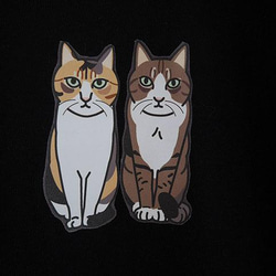 猫と暮す長袖Tシャツ/黒/三毛白キジXSサイズ 2枚目の画像
