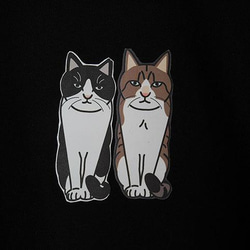 猫と暮す長袖Tシャツ/黒/白キジSサイズ 3枚目の画像