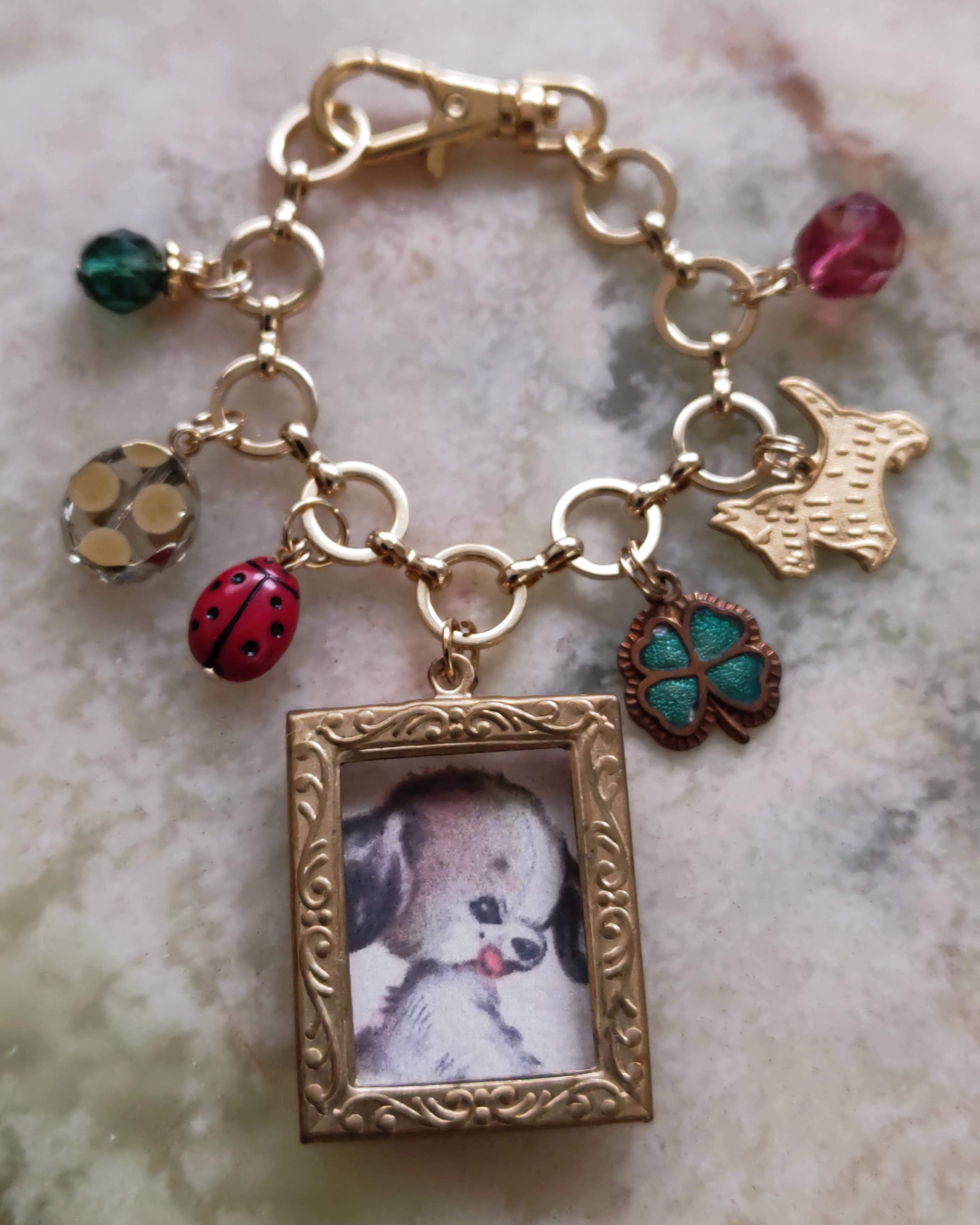 1970年代　ヴィンテージBrass　ミニフレーム写真立て　バッグチャーム