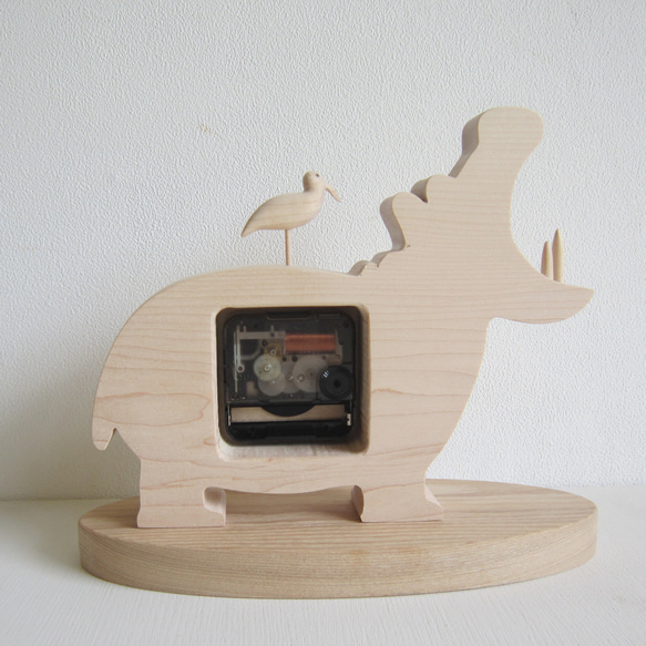 カバ君と水鳥の置き時計 