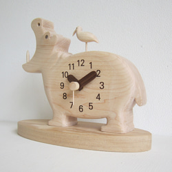 カバ君と水鳥の置き時計 2枚目の画像