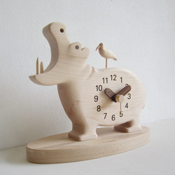 カバ君と水鳥の置き時計 3枚目の画像