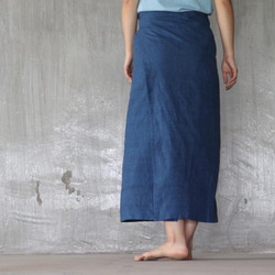 植物の染色の手の手の藍染糸麻タイの半スカートを巻いて東南アジアの綿麻風の長いスカート鍛冶の心の精染 3枚目の画像