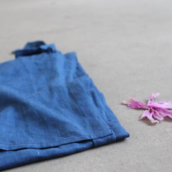 植物の染色の手の手の藍染糸麻タイの半スカートを巻いて東南アジアの綿麻風の長いスカート鍛冶の心の精染 2枚目の画像