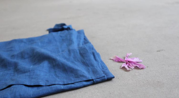 植物の染色の手の手の藍染糸麻タイの半スカートを巻いて東南アジアの綿麻風の長いスカート鍛冶の心の精染 2枚目の画像
