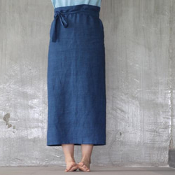 植物の染色の手の手の藍染糸麻タイの半スカートを巻いて東南アジアの綿麻風の長いスカート鍛冶の心の精染 1枚目の画像